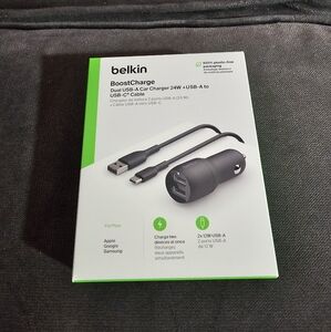belkin BoostCharge Dual USB-A Car Charger 24W